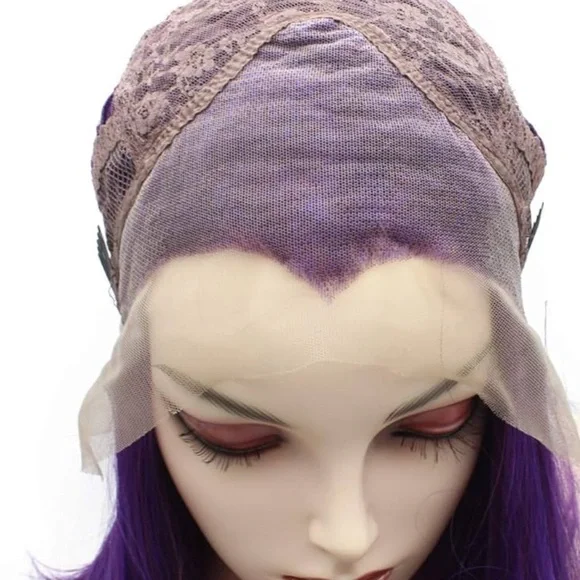 💜 SHORT PURPLE STRAIGHT LACE FRONT WIG FOR WOMAN *NEW*